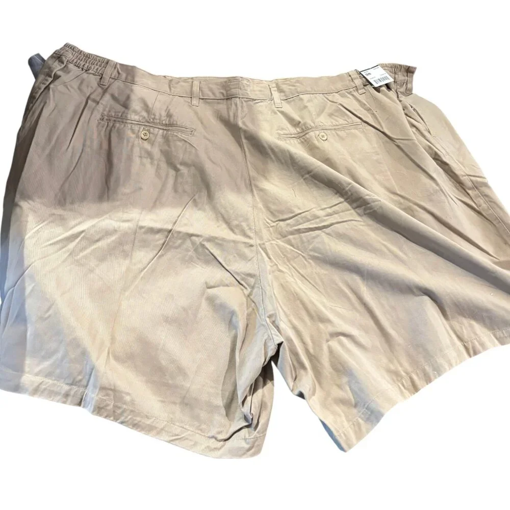 Harbor Bay men's khaki tan chino shorts stretch‎ waist sz 10XL waist 58 NWT